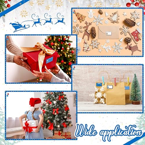Miniatura 7 de Zonon 720 etiquetas autoadhesivas de regalo de Navidad, etiquetas de papel kraft de Navidad, etiquetas de papel kraft natural, etiquetas de papel de