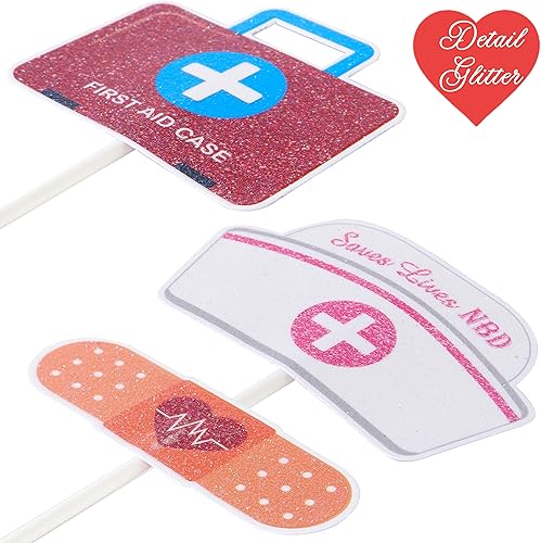 Miniatura 5 de 36 piezas de decoración de cupcakes para enfermera, fiesta de graduación, decoración de pasteles, suministros de fiesta médica, regalos para fiesta