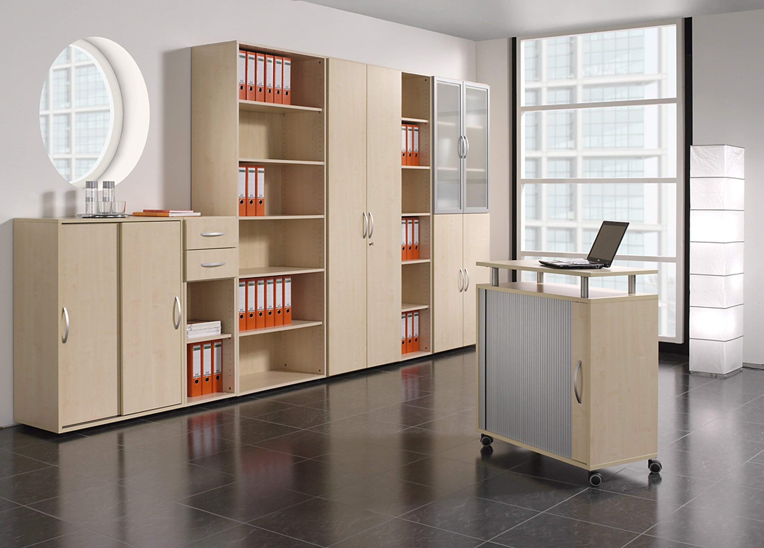 S-382501-AH Schiebetürenschrank Mailand 2 OH mit Standfüßen, 80 x 40 x 75,2 cm, ahorn