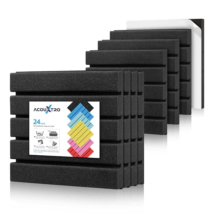 Buy Sound Proof Foam Panels 2 inch, 24 Pack Acoustic Panels Soundproof with Adhesives,Sound
