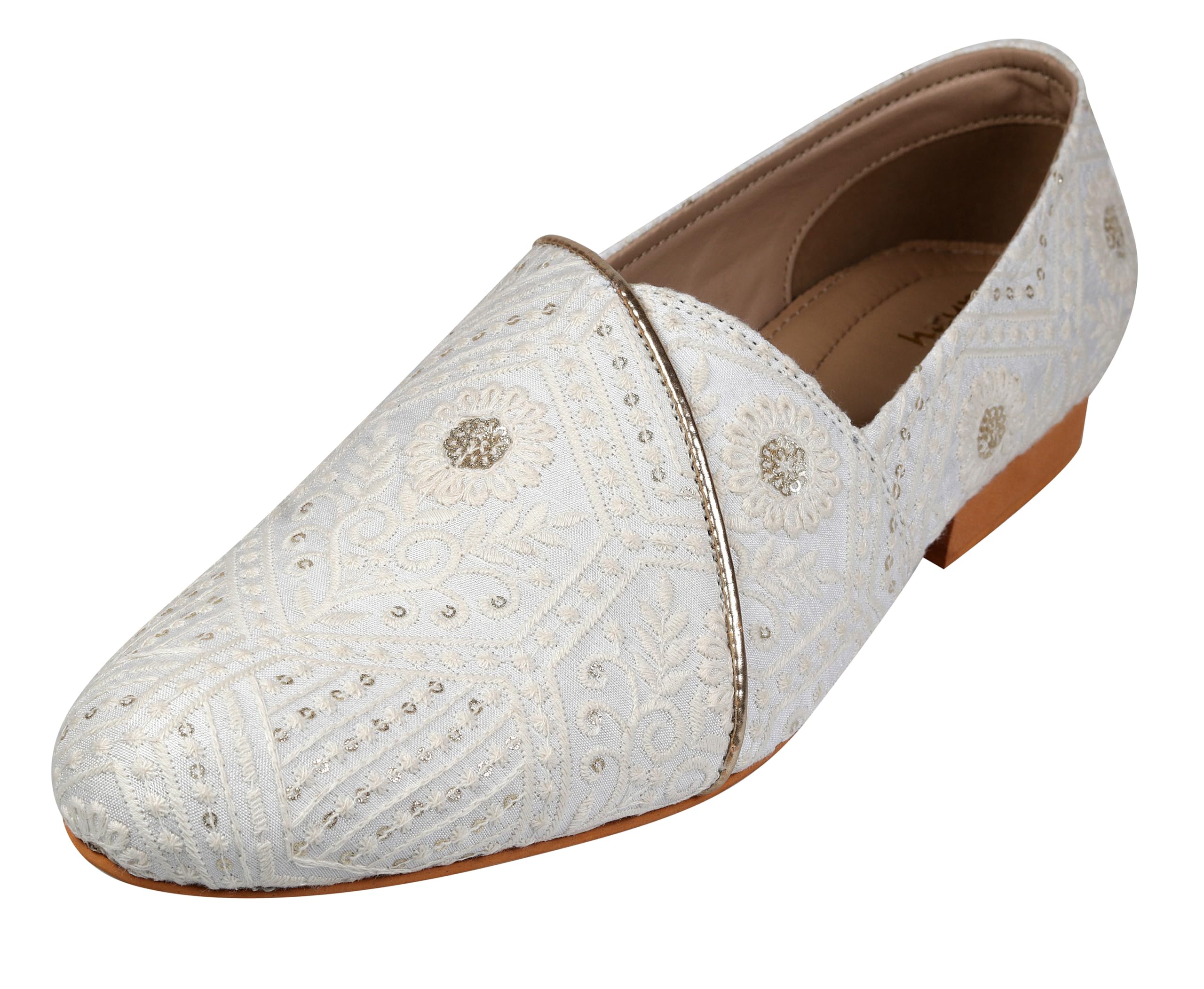 Embroidered fabric with sequin work,flower motif design Jutti For Wedding Party Casual Ethnic Shoe, Juti, Juti for men, Ethnic juti, Juttis and Mojaris, Cocktail, Wedding|Party|Occasions|Fashion|Outdoor|Indoor|Lightweight|Shoes with TPR Sole-image-27