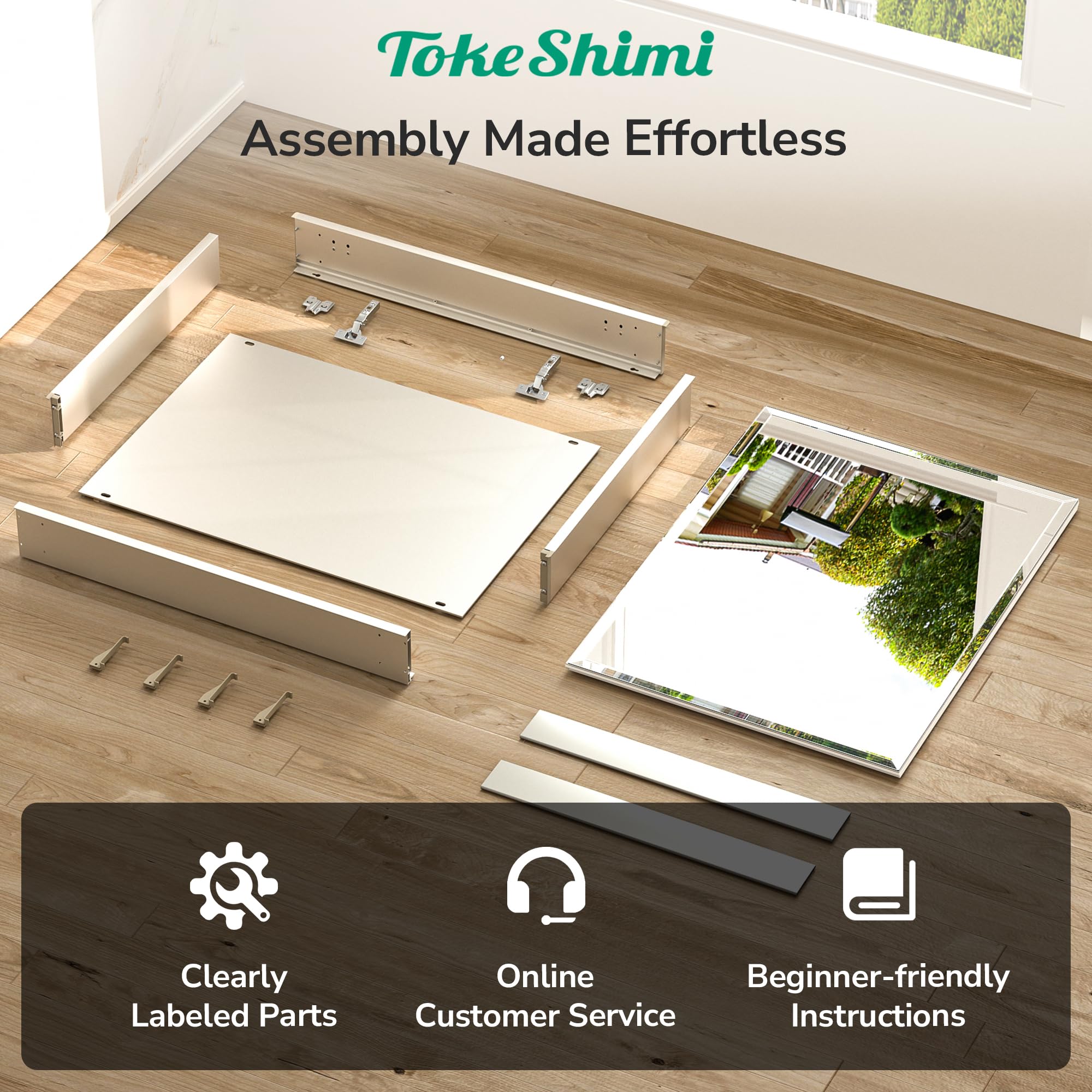 Best Recessed Medicine Cabinet with Mirror for 2026 1 TokeShimi 14 x 24 Medicine Cabinet with Mirror, Assembly Required, Silver Recess — product photo