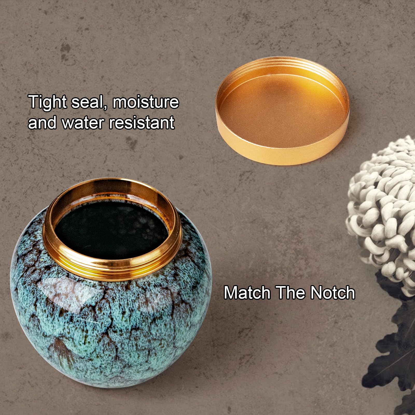 Small Urns for Human Ashes Keepsake,Handmade Mini Cremation Urn for Human Pet Ashes,Ceramic Urns with Metal Screw Lid,Hold Ashes Up to 10 Cubic Inches (Blue) - Image 4