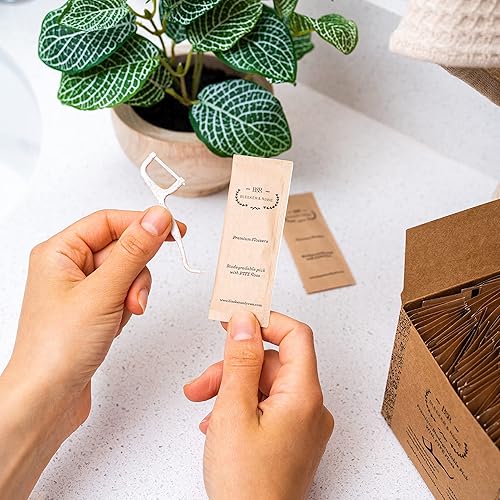 Miniatura 2 de Bleeker and Rowe - Púas de hilo dental biodegradables envueltas individualmente, paquete de 150 hilos dentales ecológicos (hilo dental)