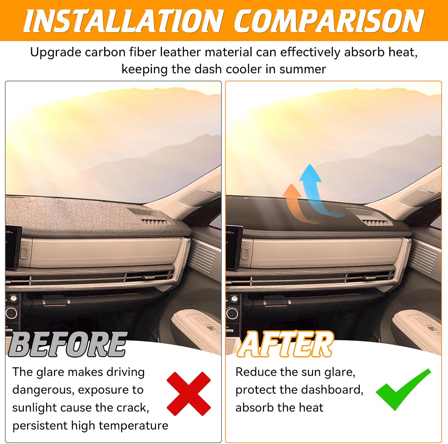 Faux Leather Dash Cover Fit for Hyundai Santa Fe MX5 2024 2025 2026 Accessories Car Dashboard Cover Pad Interior Accessory Dash Mat for Santa Fe 2026 2025 (with HUD) Non-Slip Sunshield Glare