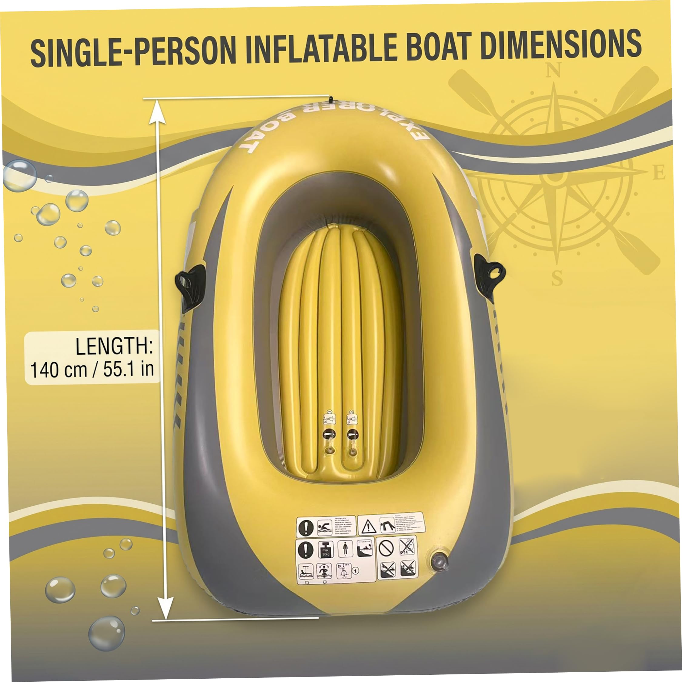Kayak gonfiabile per 1 persona, in tessuto spesso resistente all'usura, con airbag di sicurezza, 55.12 in / 140 cm, kayak gonfiabile