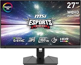 MSI Optix MAG274QRF-QD Esports Gaming IPS Monitor - 27 Inch, 16:9 WQHD (2560 x 1440), 2K, Rapid IPS, 165 Hz, 1ms GTG, G-SYNC Compatible, RGB, HDR, Quantum Dots, Adobe 99 Percent, Display Port, HDMI