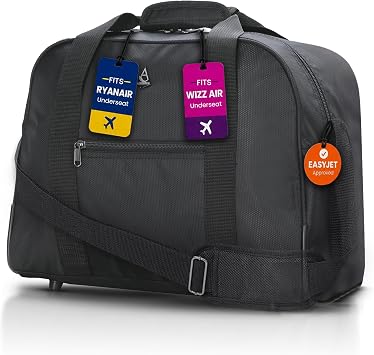 Aerolite 40x30x20 Ryanair & Wizz Air Max Size Lightweight Under Seat Carry On Cabin Bags Hand Luggage Flight Travel Holdall Bag with Shoulder Strap - Also Approved for Easyjet & More