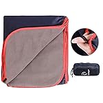REDCAMP Large Waterproof Stadium Blanket for Outdoor Sports, Soft Warm Fleece Camping Blanket Windproof for Cold Weather, 79x 59Dark Blue