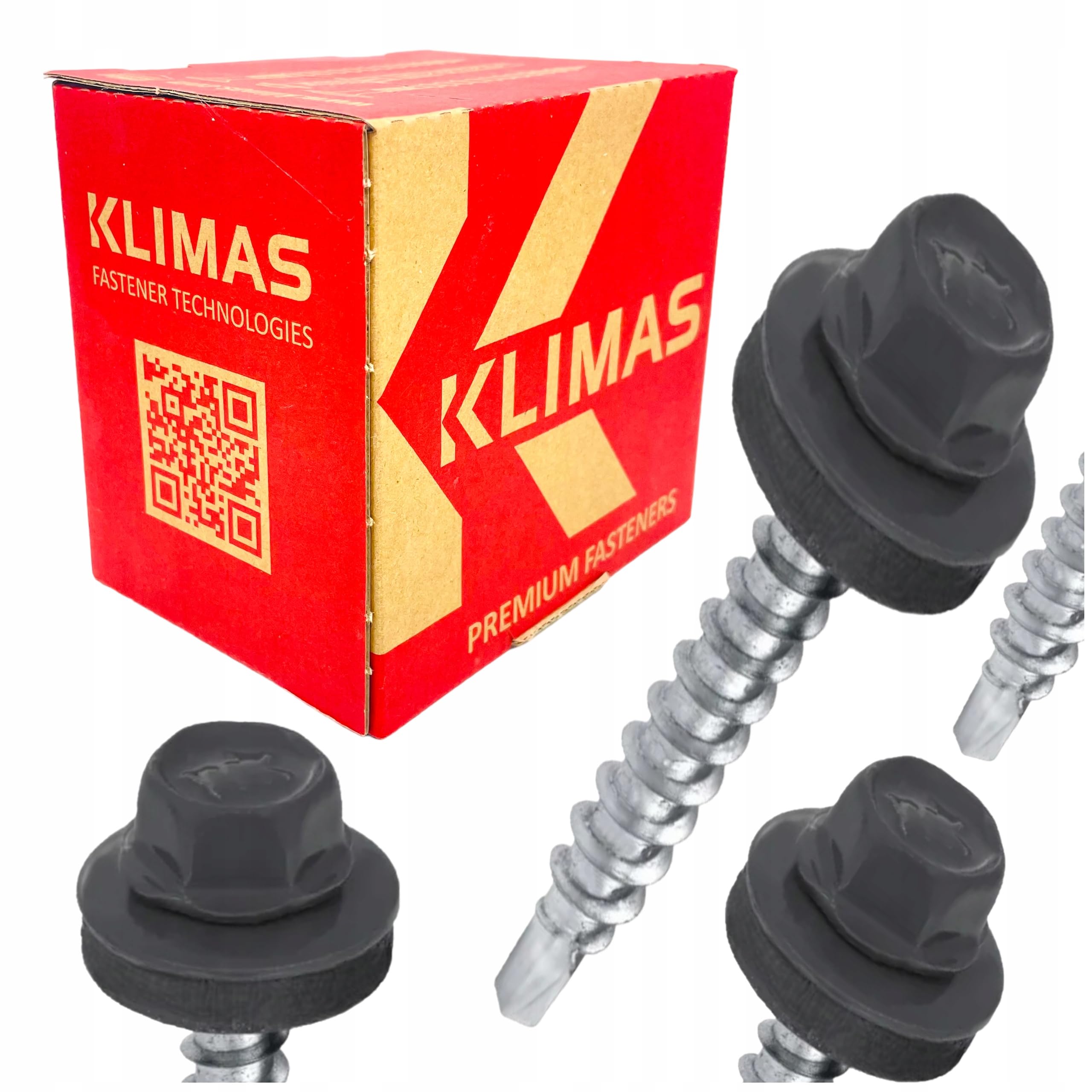 KLIMAS Viti autofilettanti per lamiera trapezoidale, viti autofilettanti con rondelle EPDM, viti per tetto in metallo esagonali (650, 7024, 4,8 x 35)