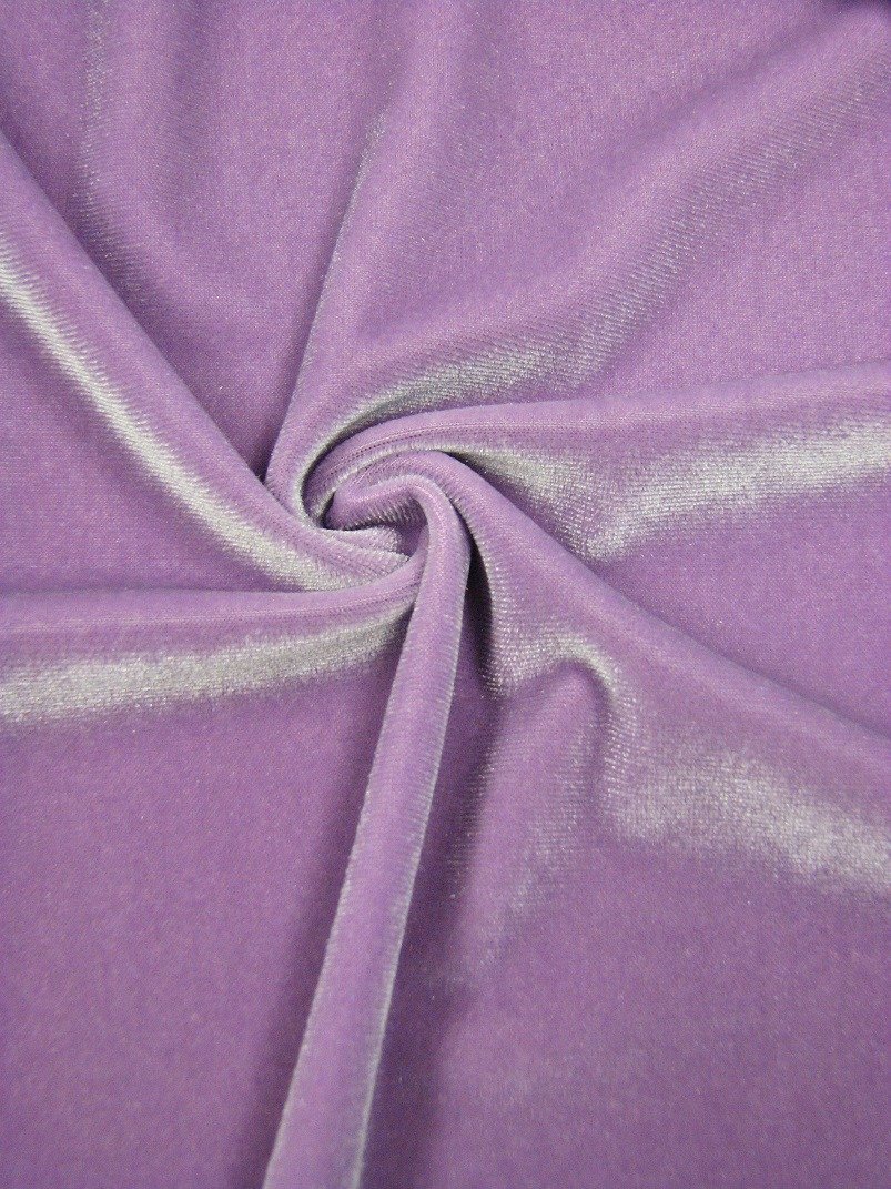 Solid Polyester Spandex Velvet 2 ways Stretch Medium Weight Fabric-By the yard (Lilac)