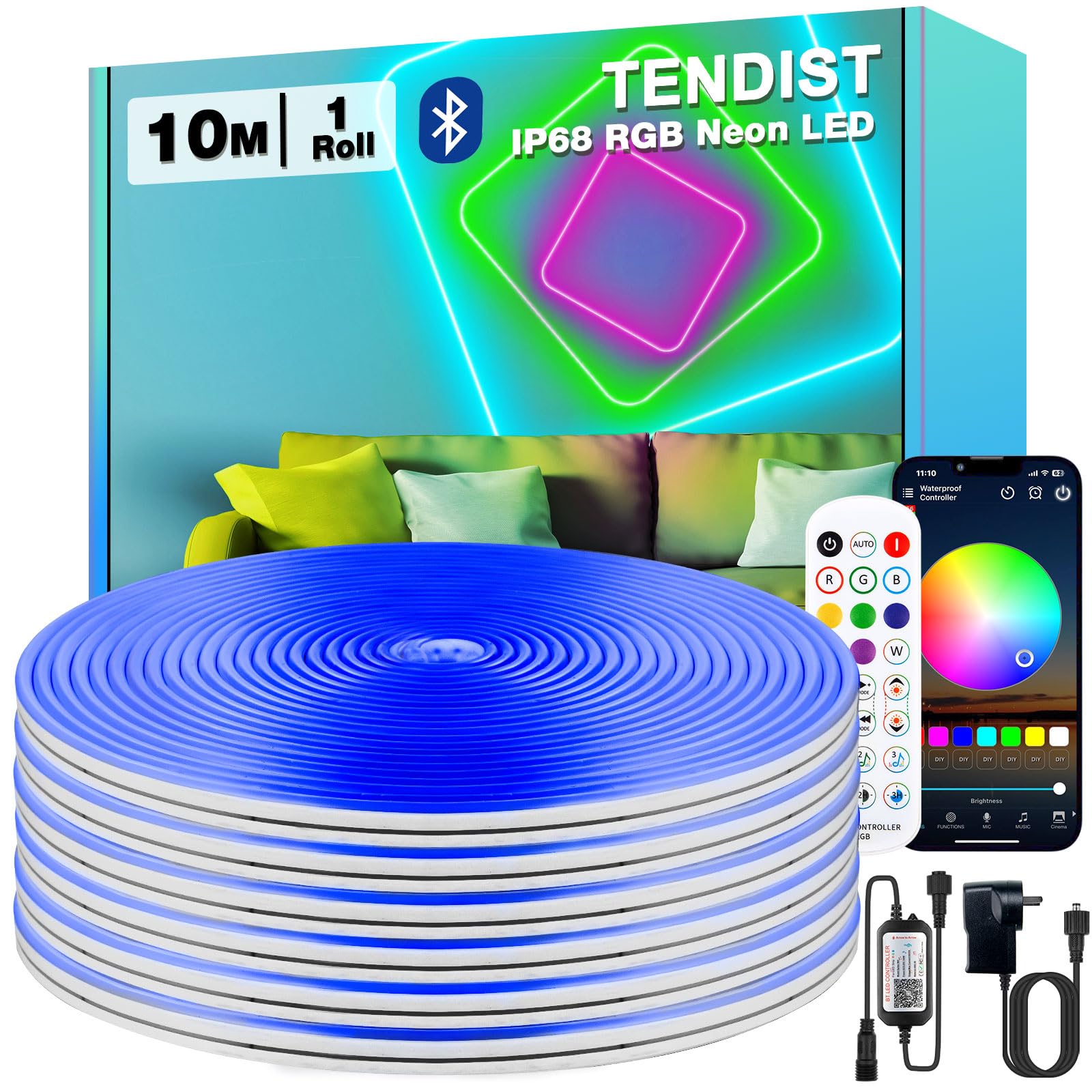 Neon LED Strip, 12V RGB IC Neon LED Streifen mit App-Steuerung, funktioniert mit Alexa und Google Assistant, Geeignet für DIY, Dekoration (5m