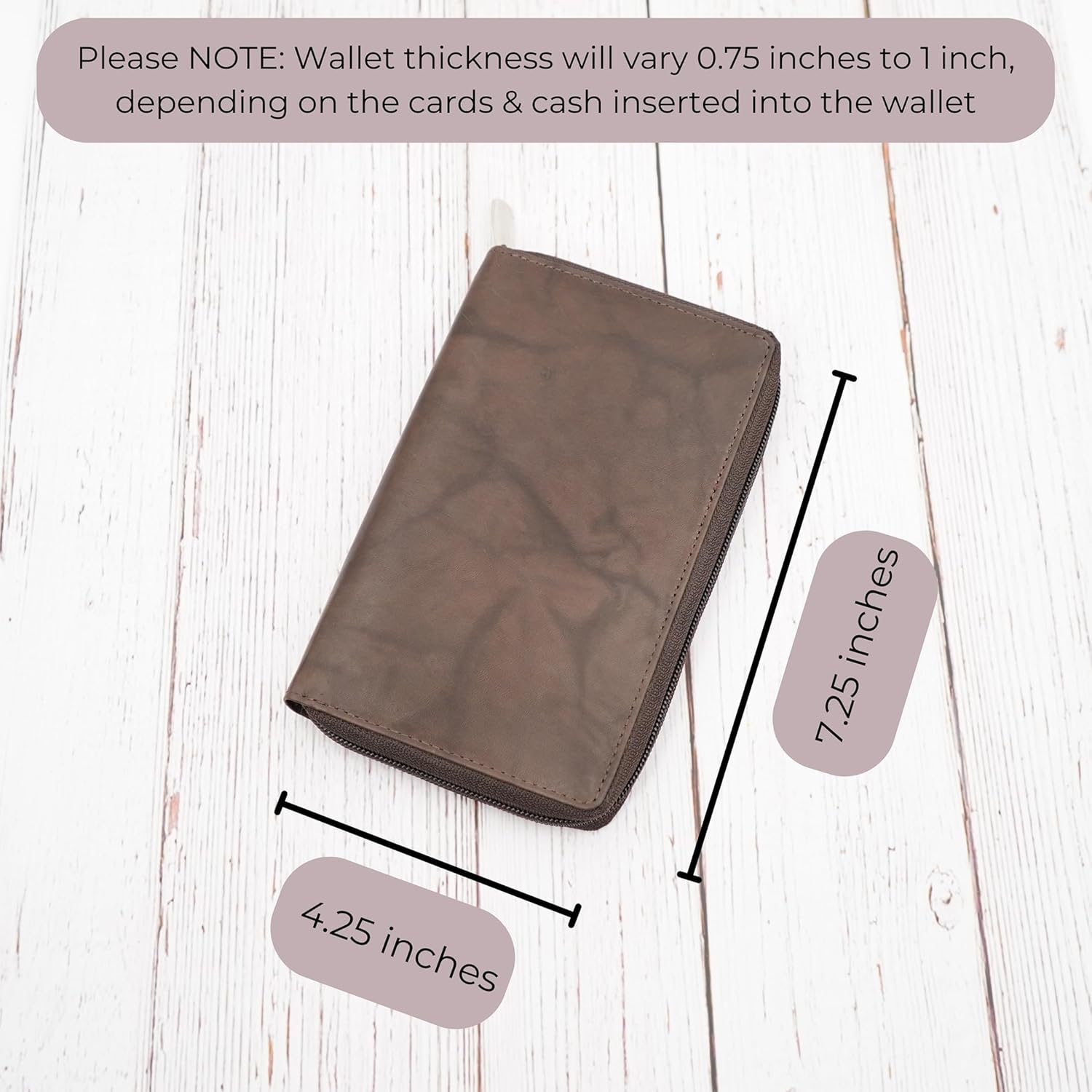 AG Wallets RFID Leather Slim Wallet for Men & Women - Long Compact Bifold Wallet Holds up to 20 Cards, 1 ID & 2 Bill Compartments - Cowhide Leather Zipper Wallet with RFID Protection - Brown
