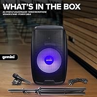 Vista 7 de Gemini - Altavoz PA Bluetooth de 2000 W con soporte, sistema de altavoces DJ de 15 pulgadas con luces LED, USB/SD/FM, emparejamiento estéreo