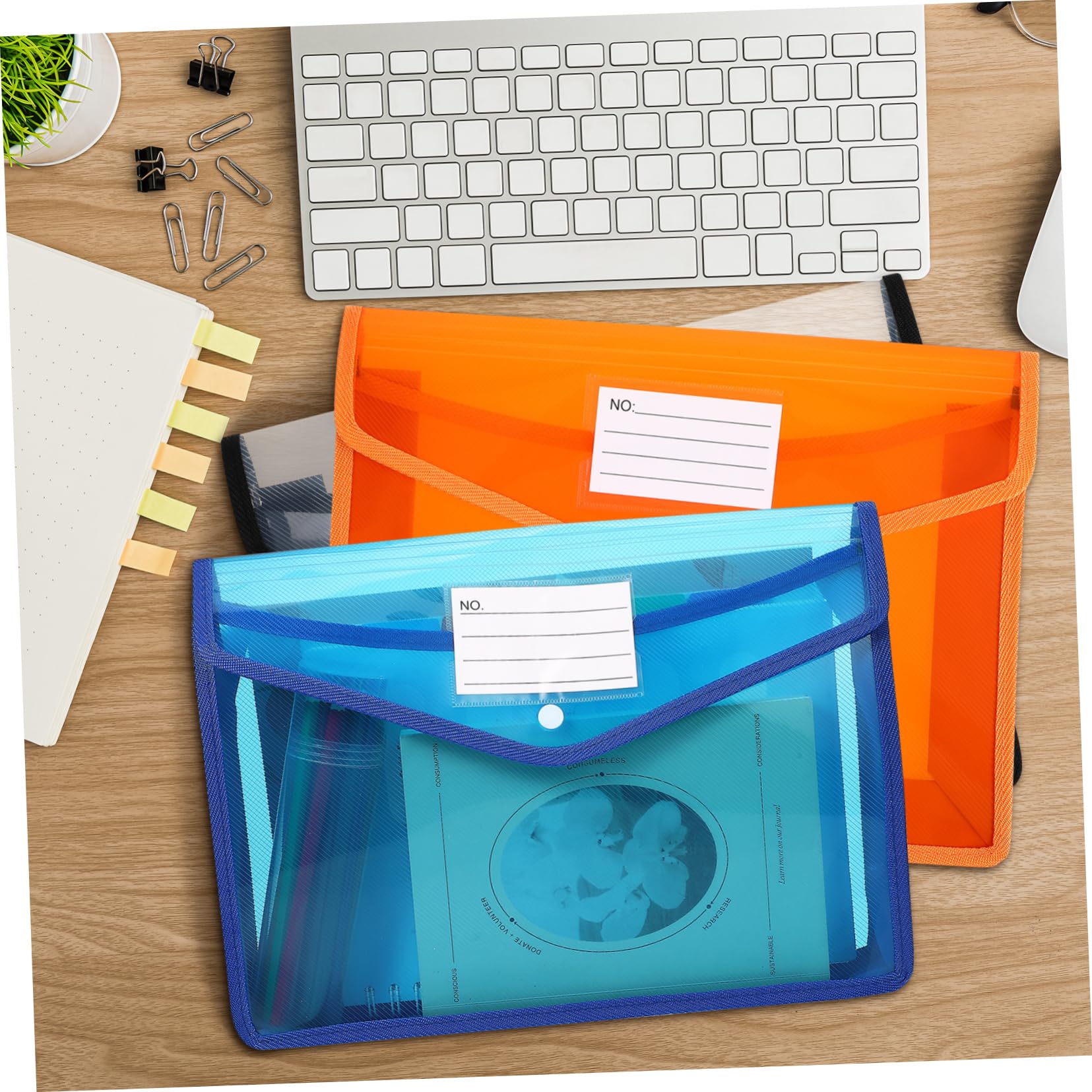 7pezzi Buste in Plastica Trasparenti con Bottone Formato Organizer per Documenti Buste per File per Ufficio Scuola e Uso Domestico