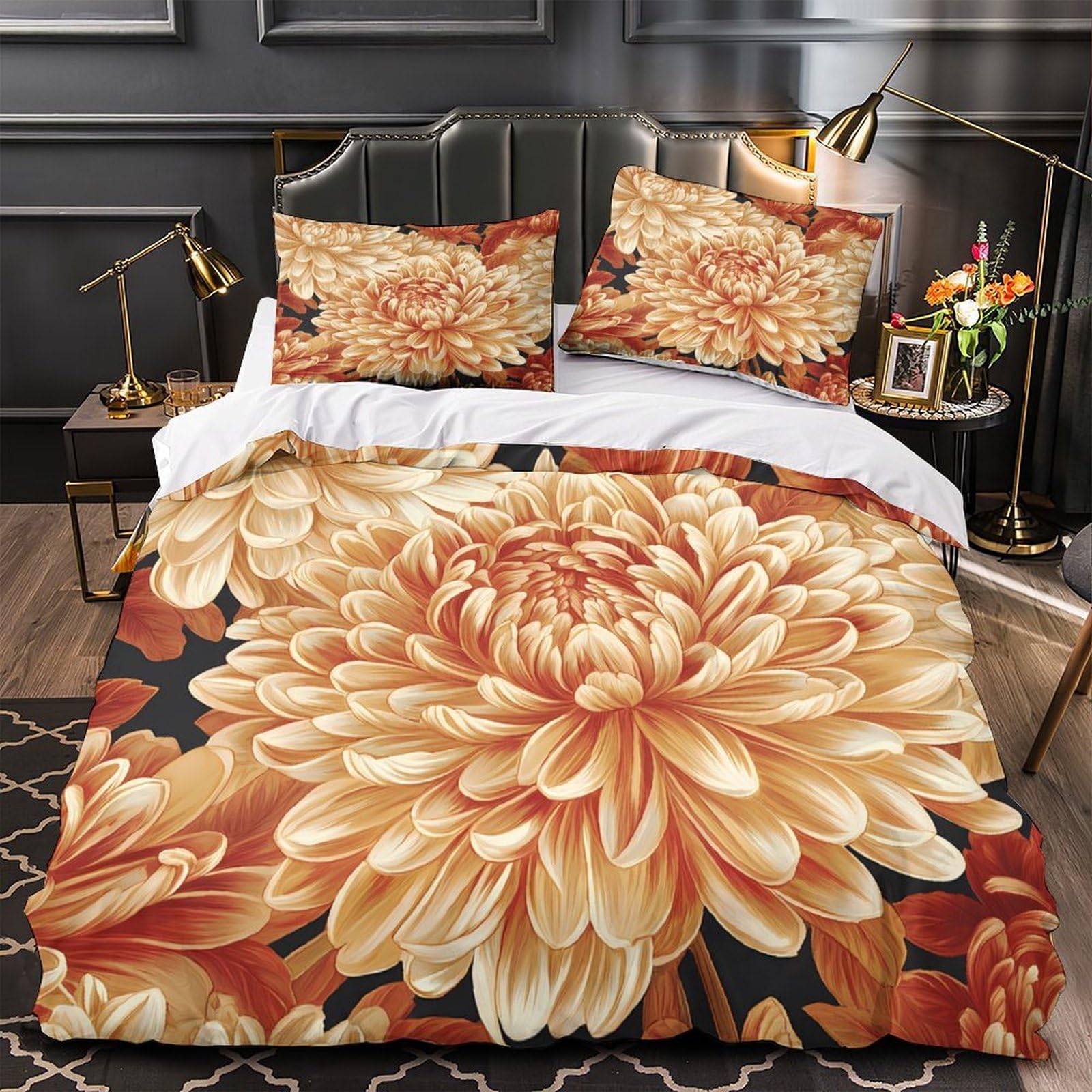 Housse de couette fleurs vintage 3D idée cadeau romantique