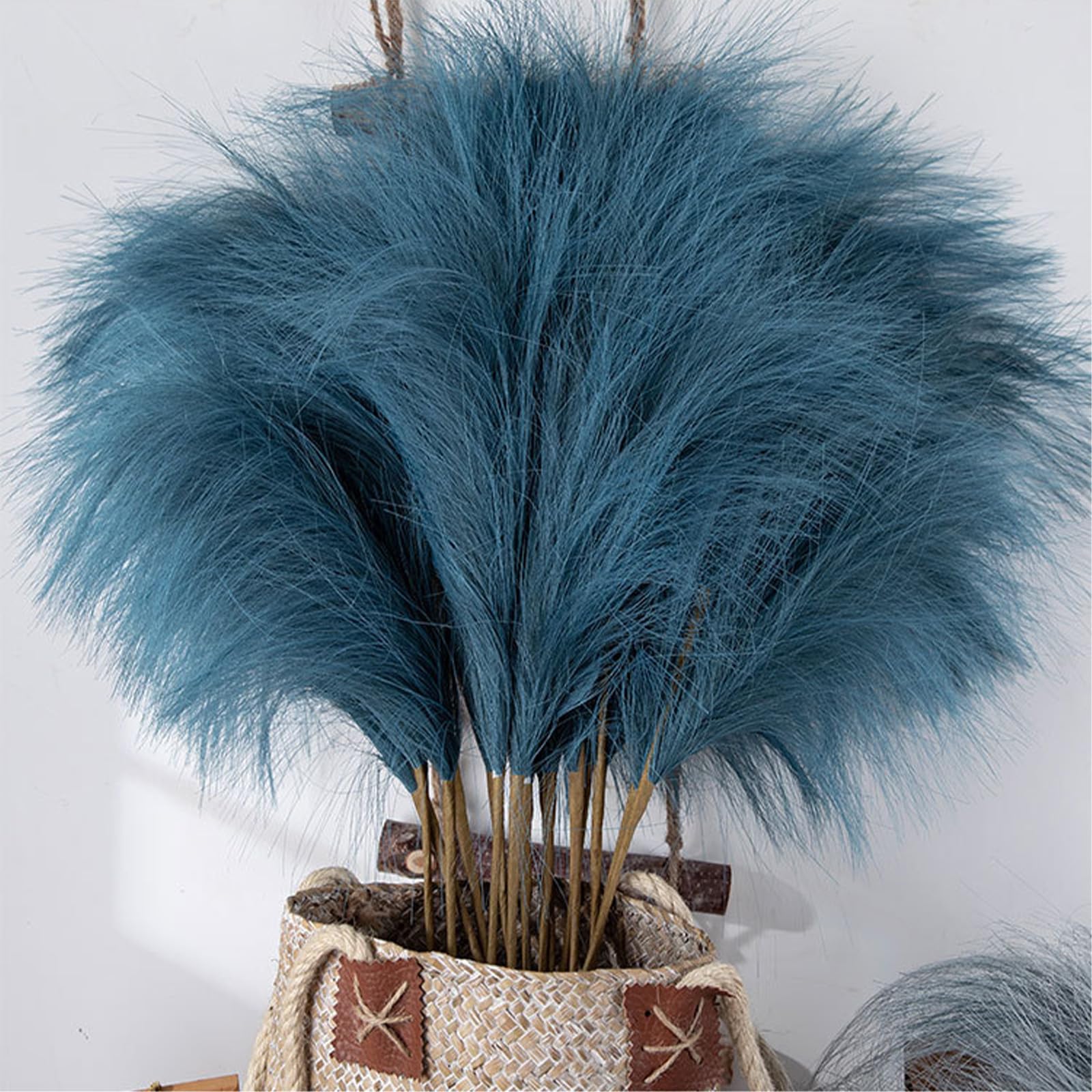 10 Piezas de Decoración de Hierba de Pampa Sintética de 29,5 Pulgadas, Tallos de Hierba de Caña Esponjosa Artificial, Ramo de Hierba de Pampa Seca Alta para Florero de Piso,(Azul Oscuro)