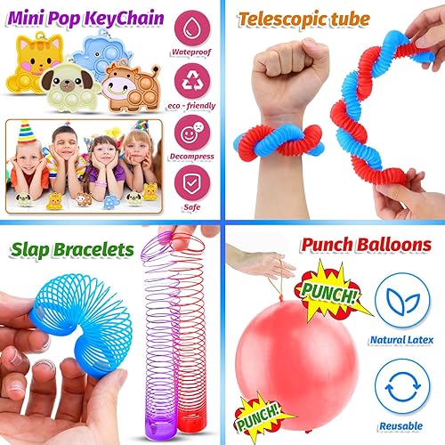 Miniatura 7 de Erosbon Recuerdos de fiesta para niños, paquete de juguetes antiestrés para regalo de cumpleaños, juguetes a granel