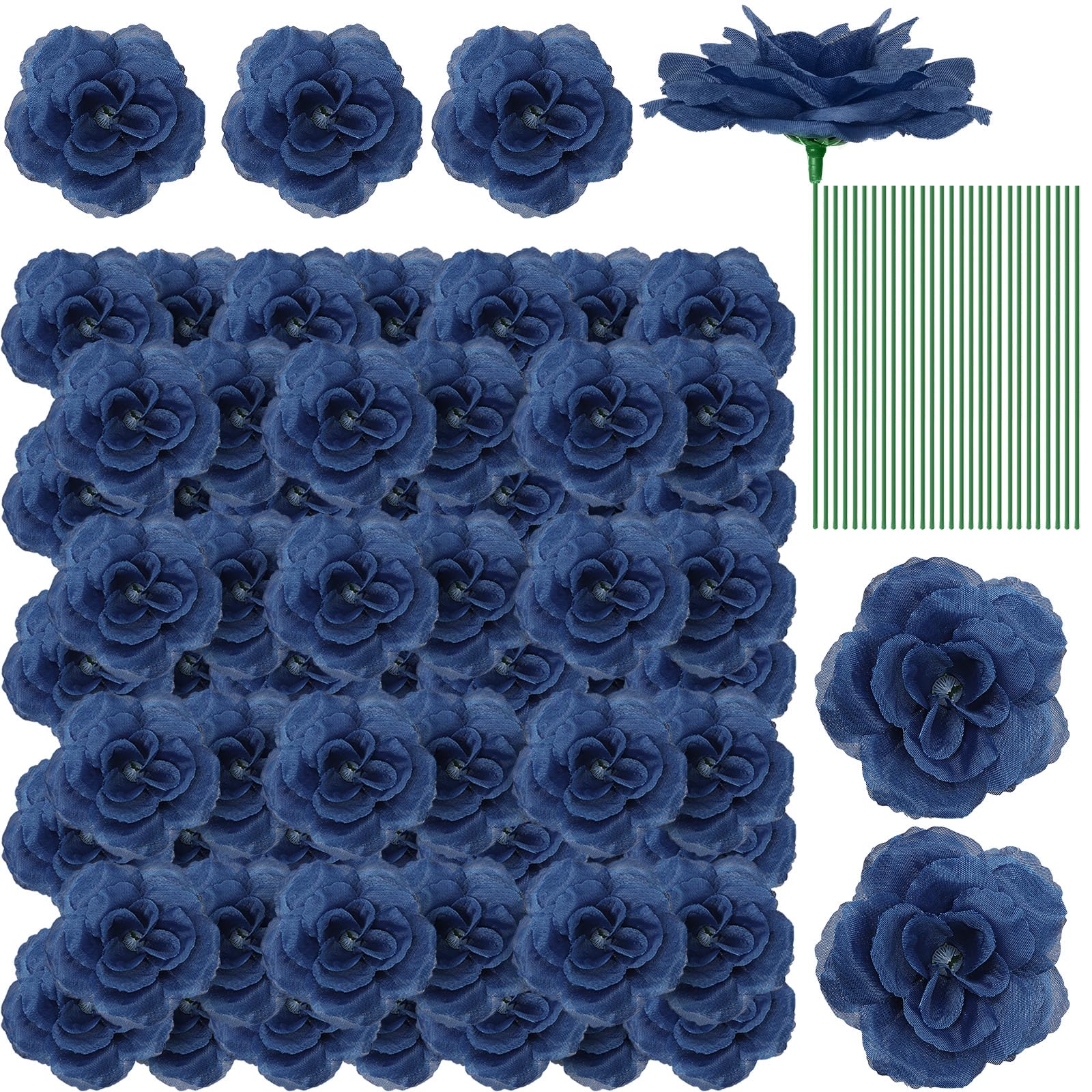 Yunlly 100 Pcs Artificial Flowers Fake Silk Roses Long Stem Rose Bouquet Wedding Party Home Decor for DIY Baby Shower Centerpieces Tables Home