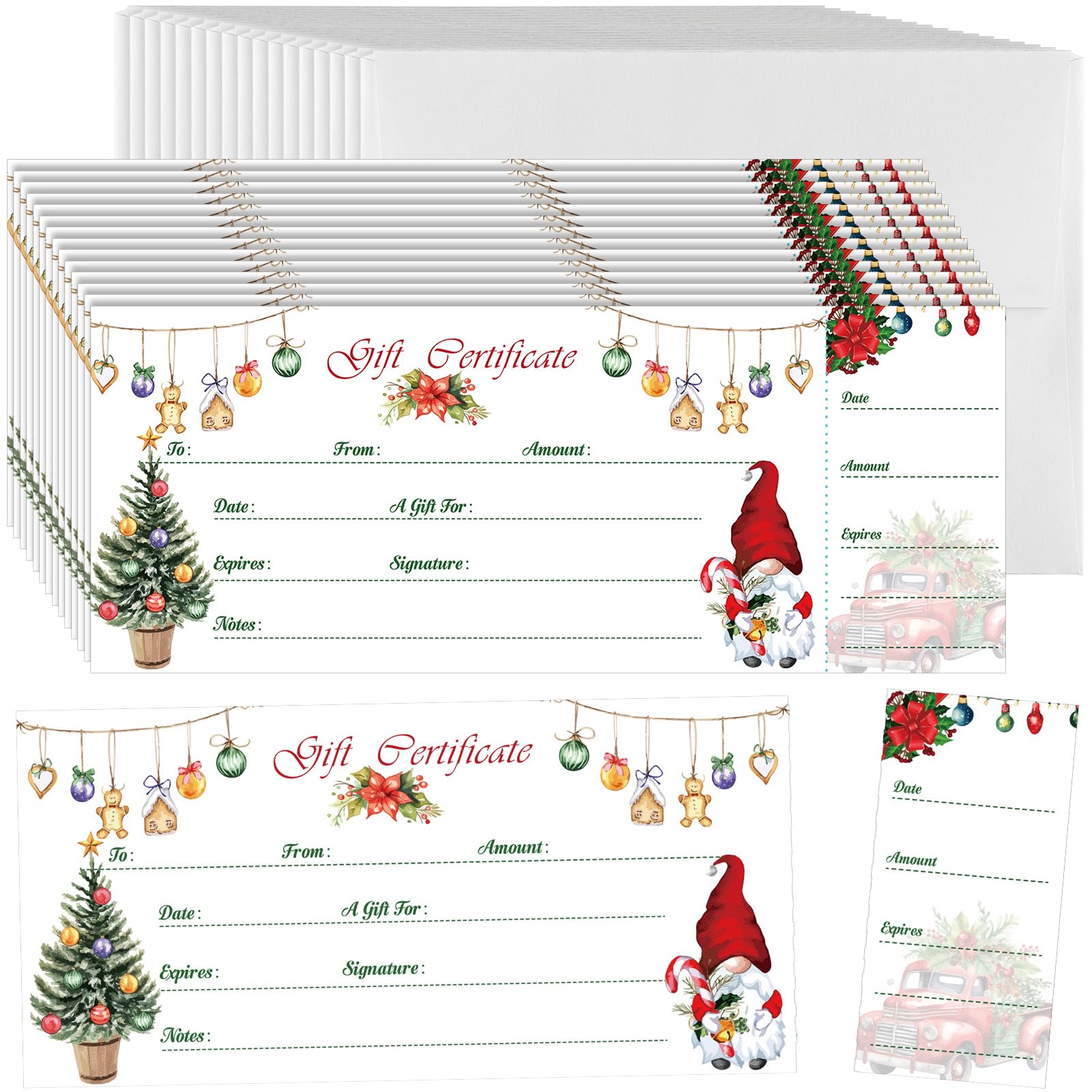 Sinmoe 50 Sets Gift Certificate for Business with 50 Pcs Envelopes Blank Gift Certificate Cards with Name and Address for Wedding Beauty Salon