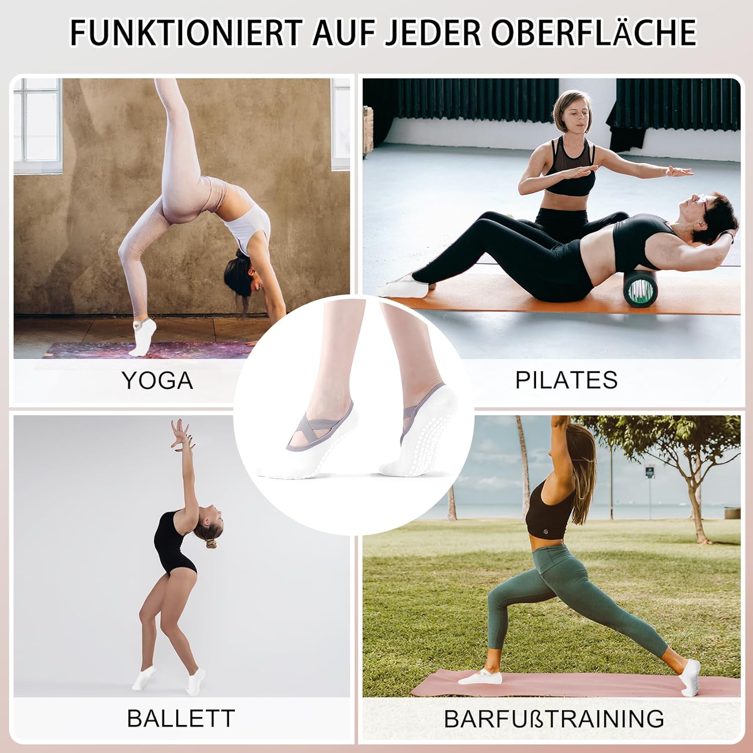 Yoga Socks-Non Slip Grip for Women,One Size Fitness Sport Sock Dance of Socks - Image 3