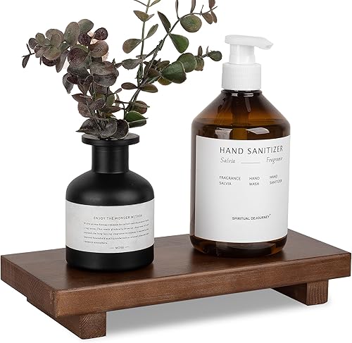 Miniatura 12 de Organizador de encimera de baño, soporte de pedestal de madera, bandeja decorativa de granja, soporte para jabón para decoración de cocina, pequeño