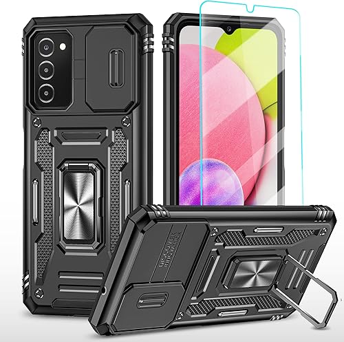 Miniatura 7 de Funda para Samsung Galaxy A03S, Galaxy A03S con protector de pantalla, grado militar 16 pies, funda a prueba de caídas con soporte magnético, funda