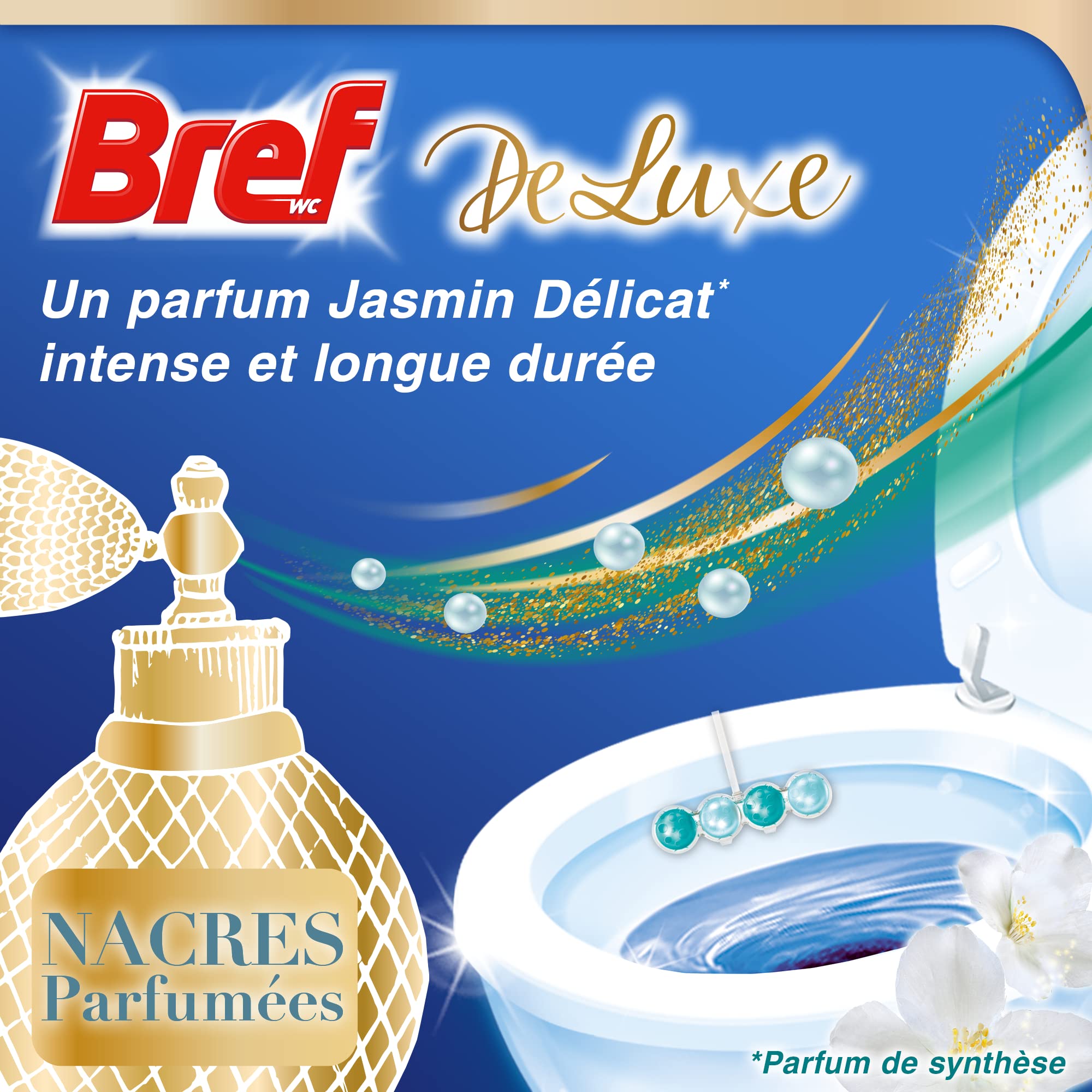 Bref Deluxe Jasmin Delicat – 10 bloków WC (10 x 50 g) – środek do czyszczenia toalety – perfumy WC – formuła zapobiegająca osadzaniu się kamienia
