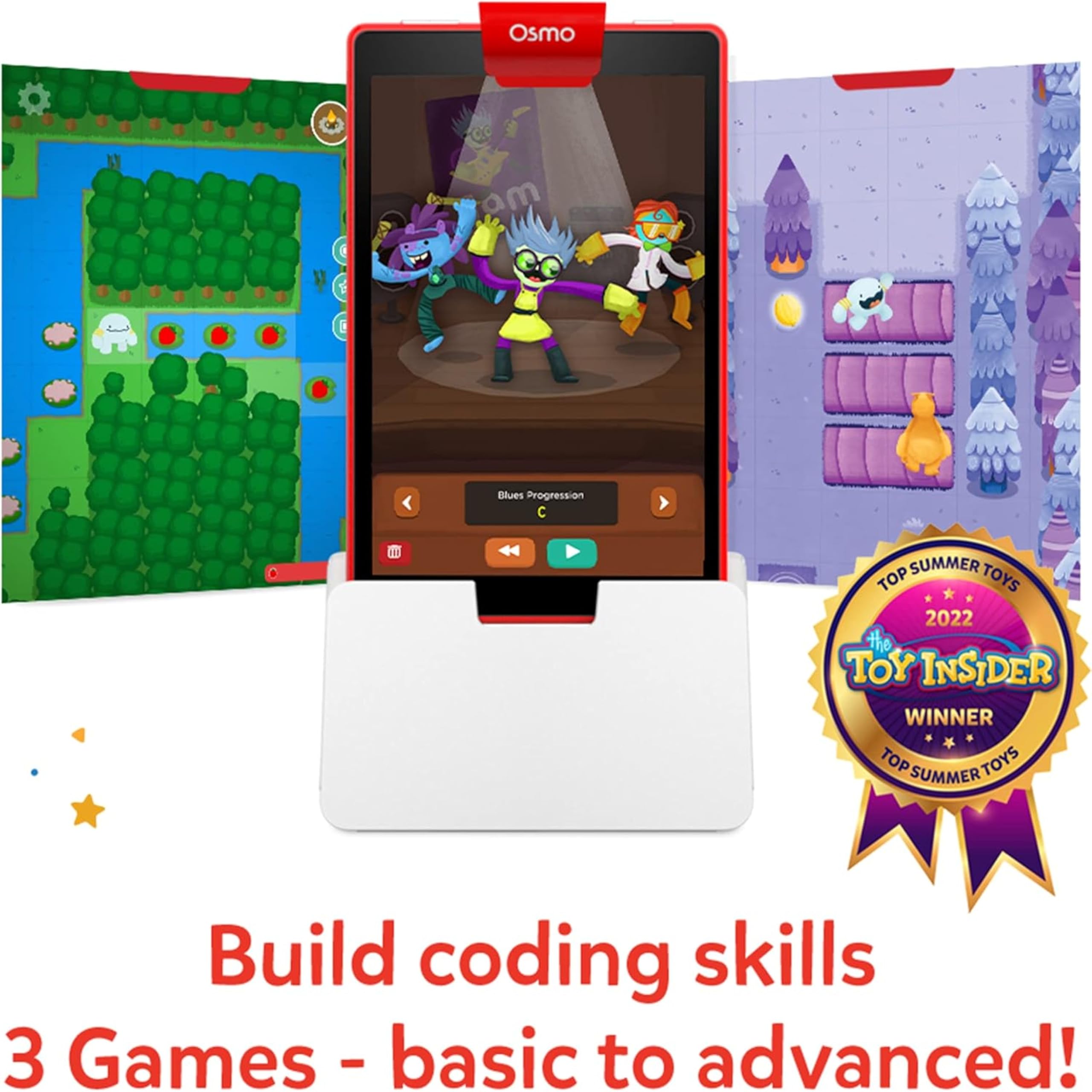 Osmo - Coding Starter Kit for Fire Tablet - 3 Educational Learning Games - Ages 5-10+ - Learn to Code, Coding Basics & Coding Puzzles - STEM Toy (Osmo Fire Tablet Base Included)
