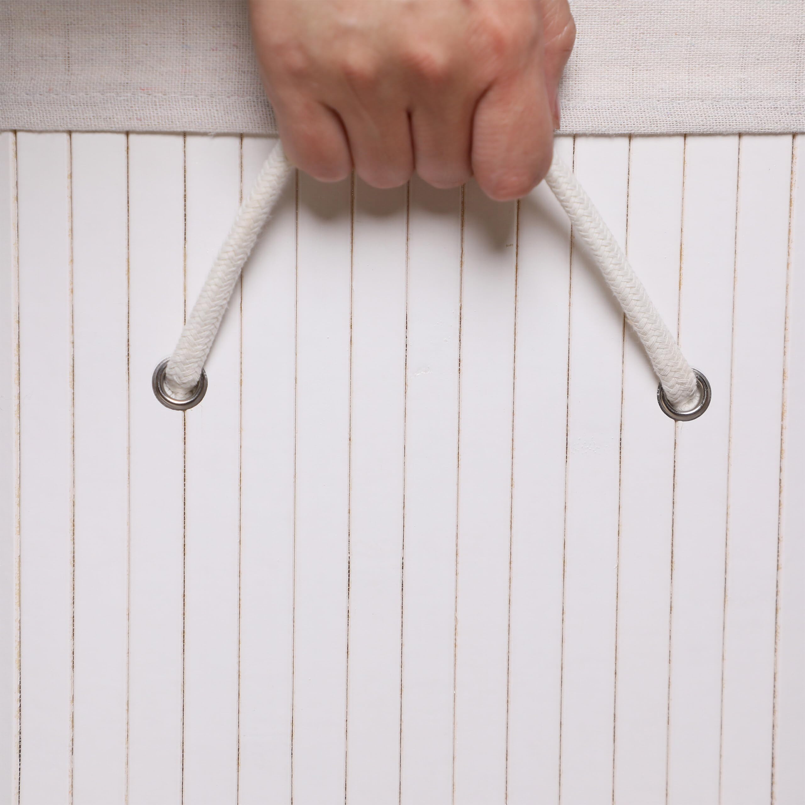 Relaxdays cesto para Ropa Sucia con Tapa, bambú, 72 l, Plegable, 60 x 40 x 30 cm, para el baño, Blanco