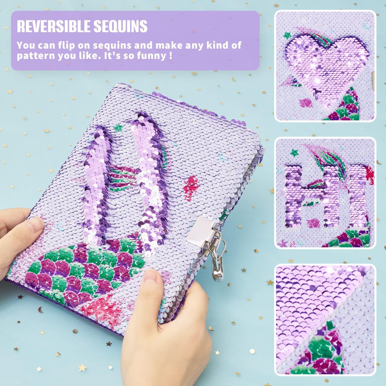 Mermaid Diary With Lock For Girls - Plush Secret Journal Kit With Pen & Keys