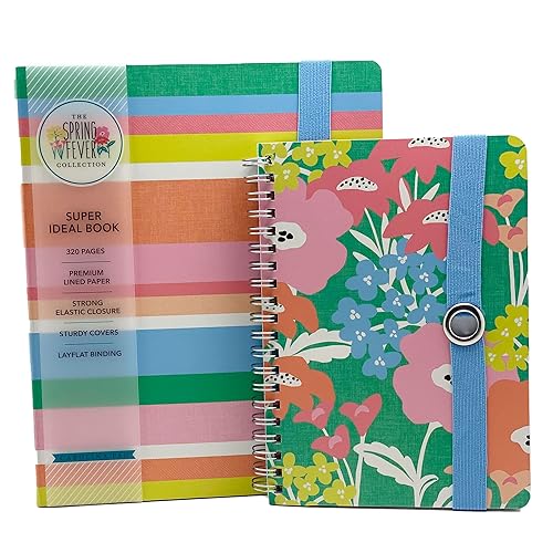 Miniatura 4 de Spring Fever Combination Pack 1 Personal Book (7 x 5 - 80 Sheets) & 1 Ideal Book (8.5 x 7 - 160 Sheets)  Pastel Stripe and Floral Covers  Elastic