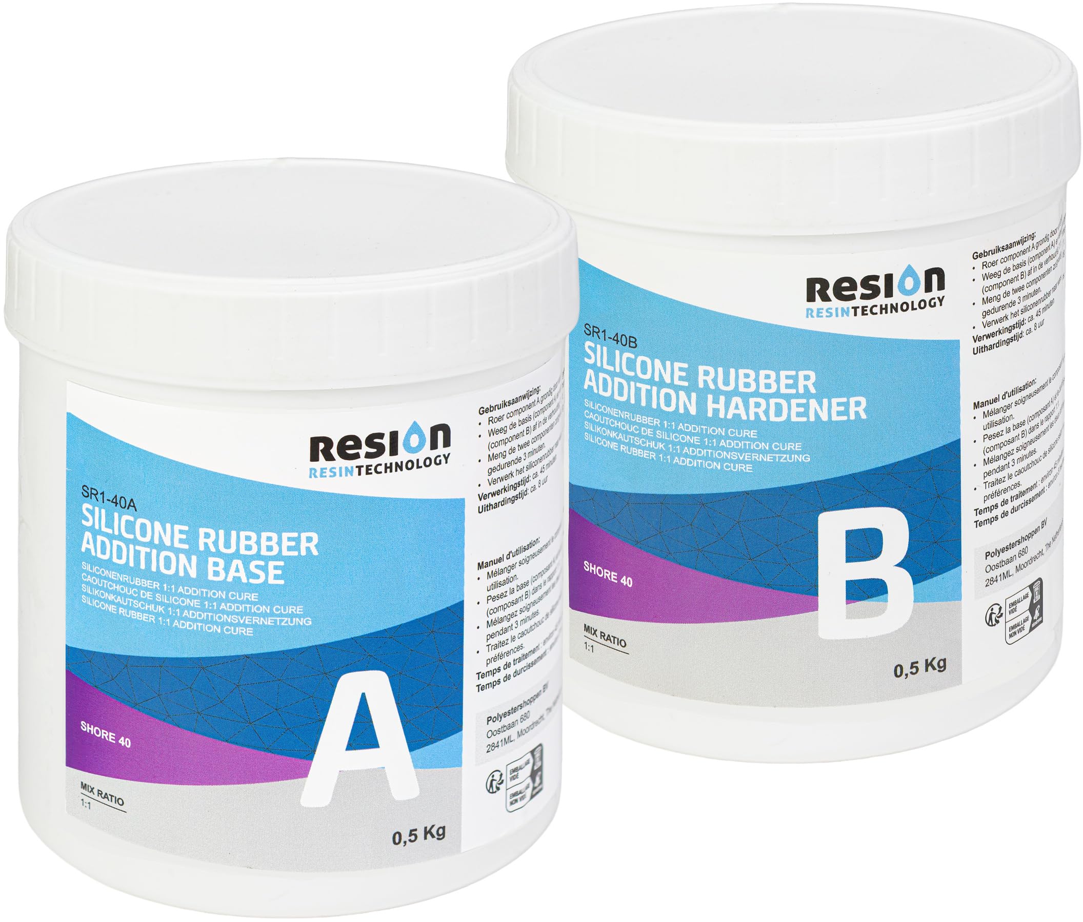 Silicone liquide pour résine époxy et plâtre moule Shore 40 noir