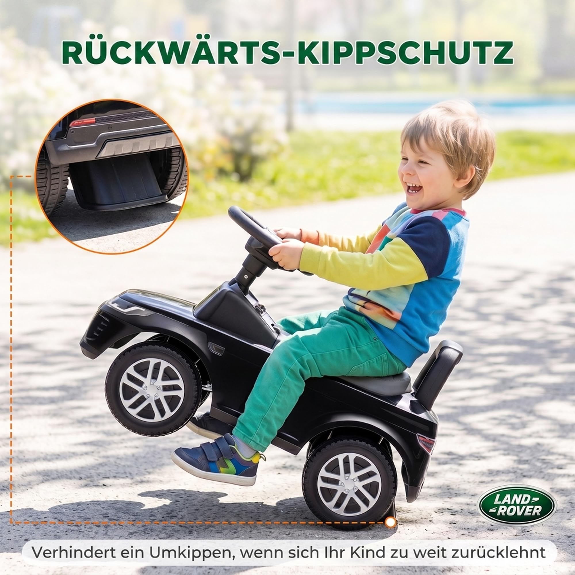 AIYAPLAY LAND ROVER DISCOVERY auto jezdne z klaksonem 18-36 mies. Czarny