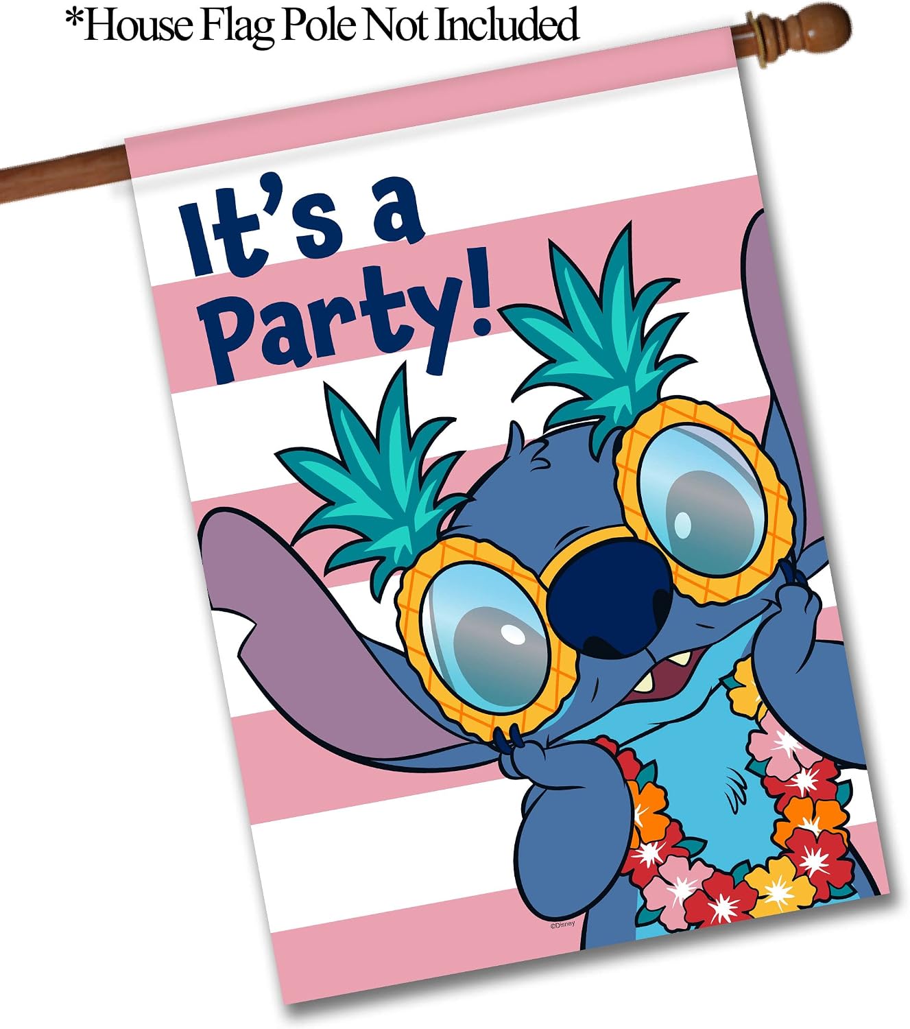 Flagology.com, Disney It's a Party Stitch – House Flag 28" x 40", Outdoor Flag, Exclusive Premium Fabric, Officially Licensed Disney, Summer