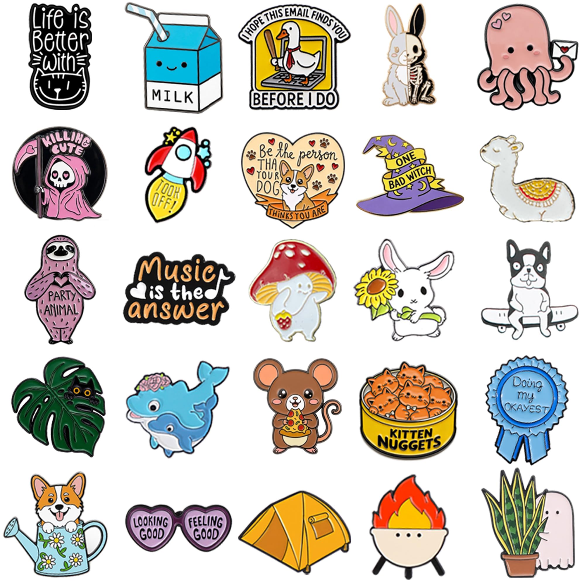 SINCCO - Juego de 20/40/50 pines esmaltados para mochila, divertidos pines de solapa esmaltados de anime, juego a granel, broche de botón, insignia estética para mochilas, bolsos, chaquetas, niños