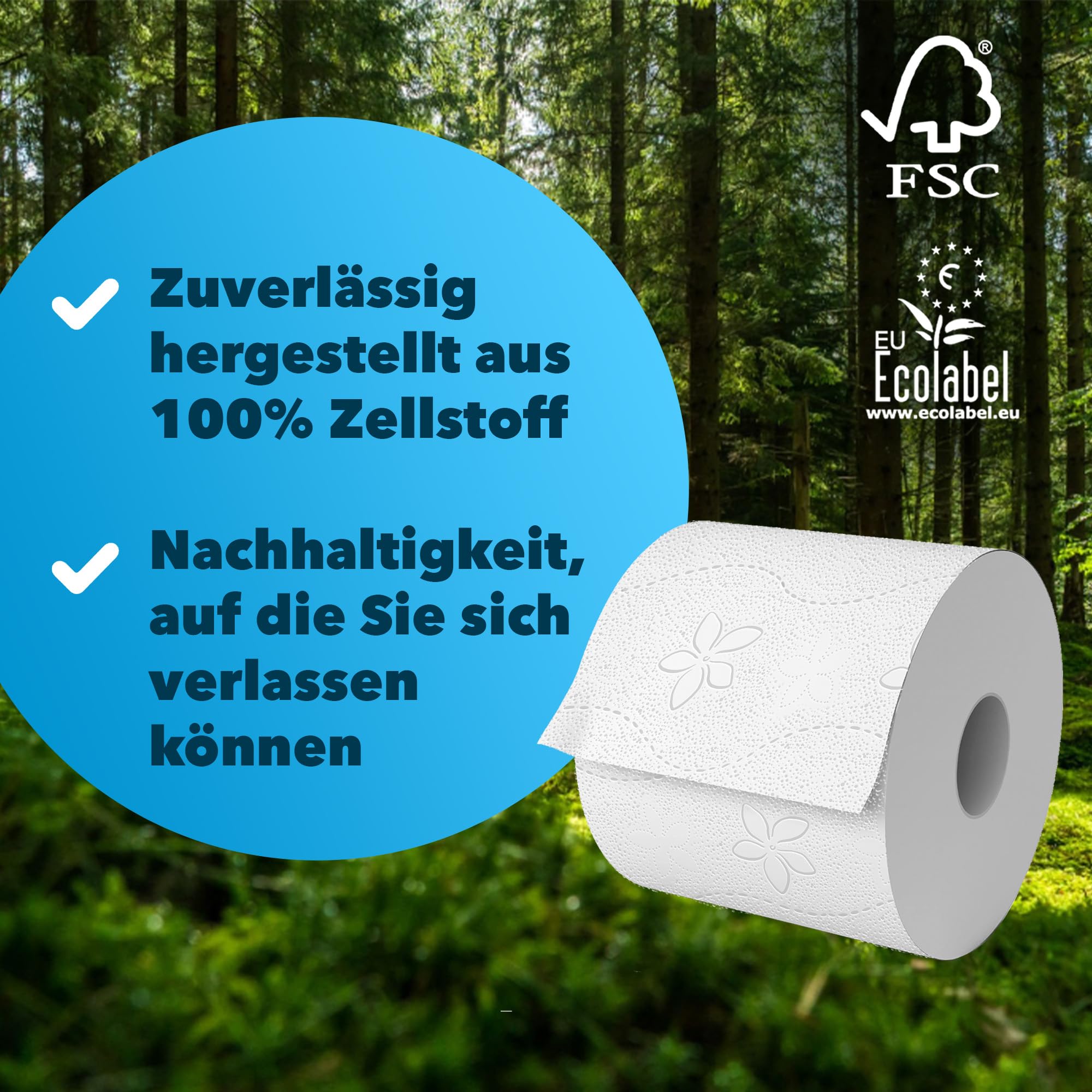 BOVE Toilettenpapier 3-Lagig - 120 Rollen, 125 Blatt pro Rolle - Weiß, 100% Zellstoff, Dezent Gemustert – Extra Weich & Reißfestes Klopapier - FSC- und Ecolabel-Zertifiziert