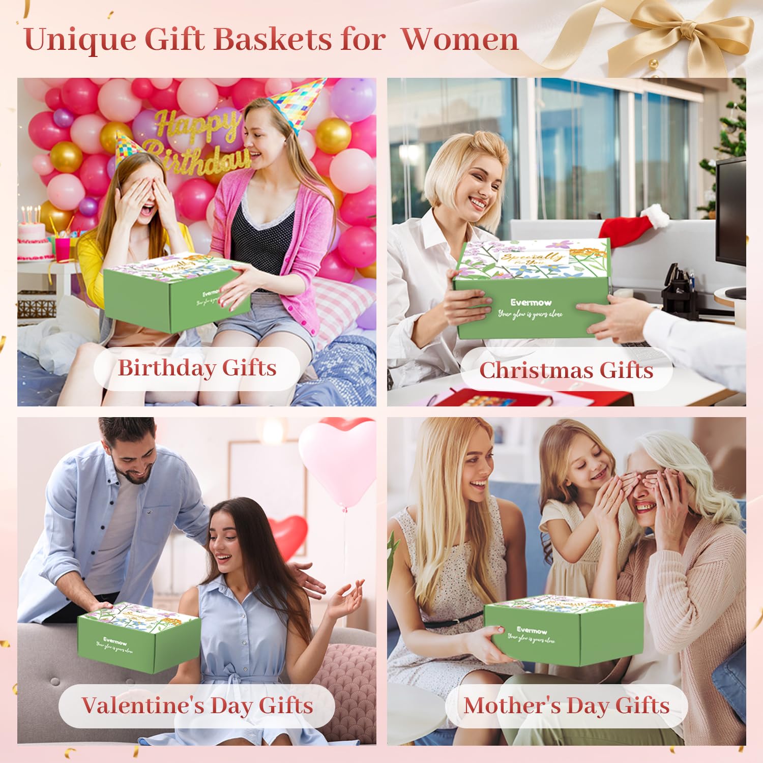 Mothers Day Gifts for Mom Wife Grandma, Unique Birthday Gifts for Women, Care Package Get Well Soon Gift, Relaxing Spa Gift Baskets, Thinking of You Gifts for Mom, Wife, Sister, Best Friend