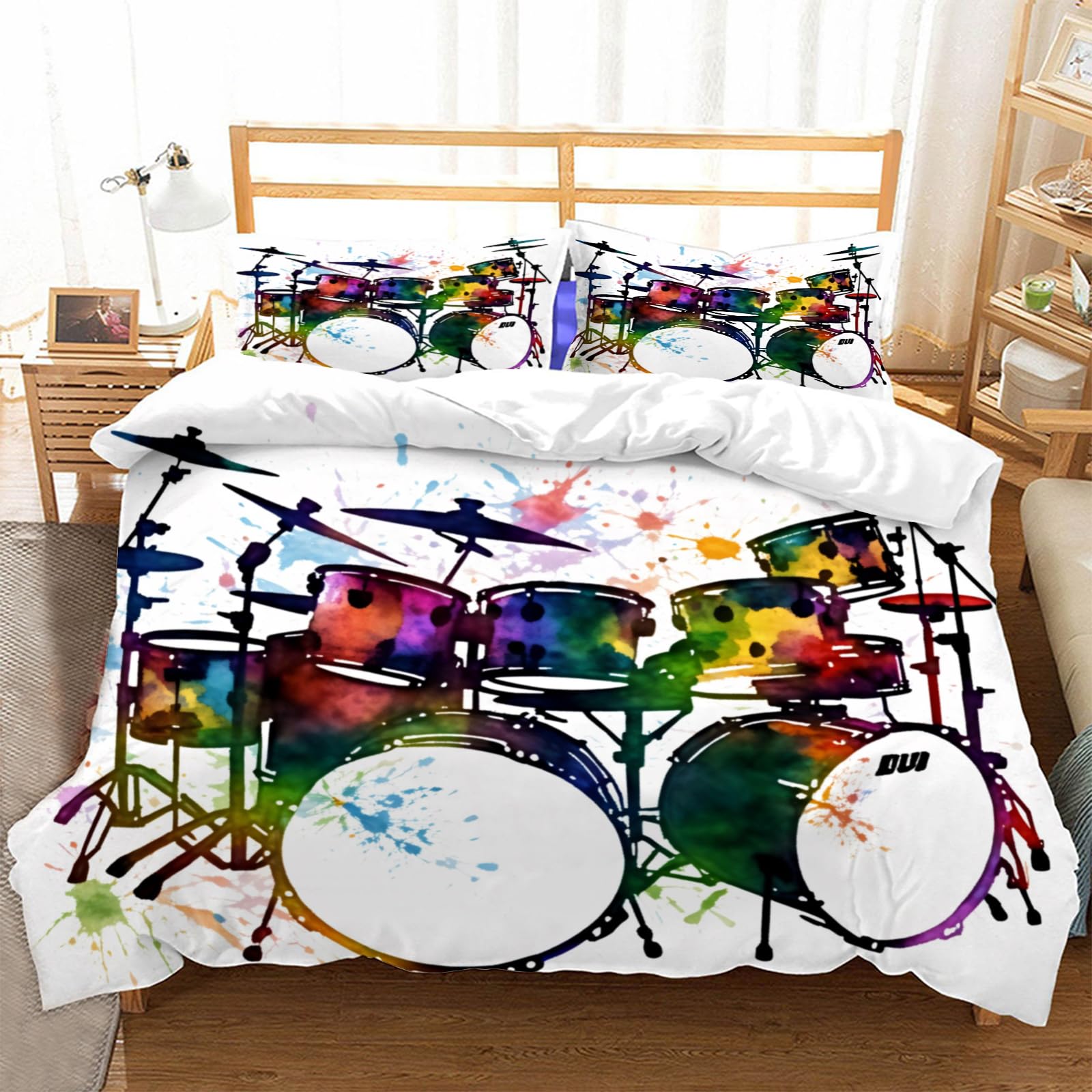 Housse de couette 240 x 260 microfibre imprimée avec parure de lit 2 personnes