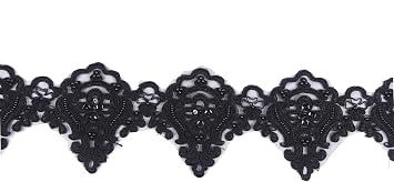 YYCRAFT Bridal Beaded Sequins Embroidery DIY Sewing Corded by The Yard 5.5 Inch Wide-Black,6 Yards