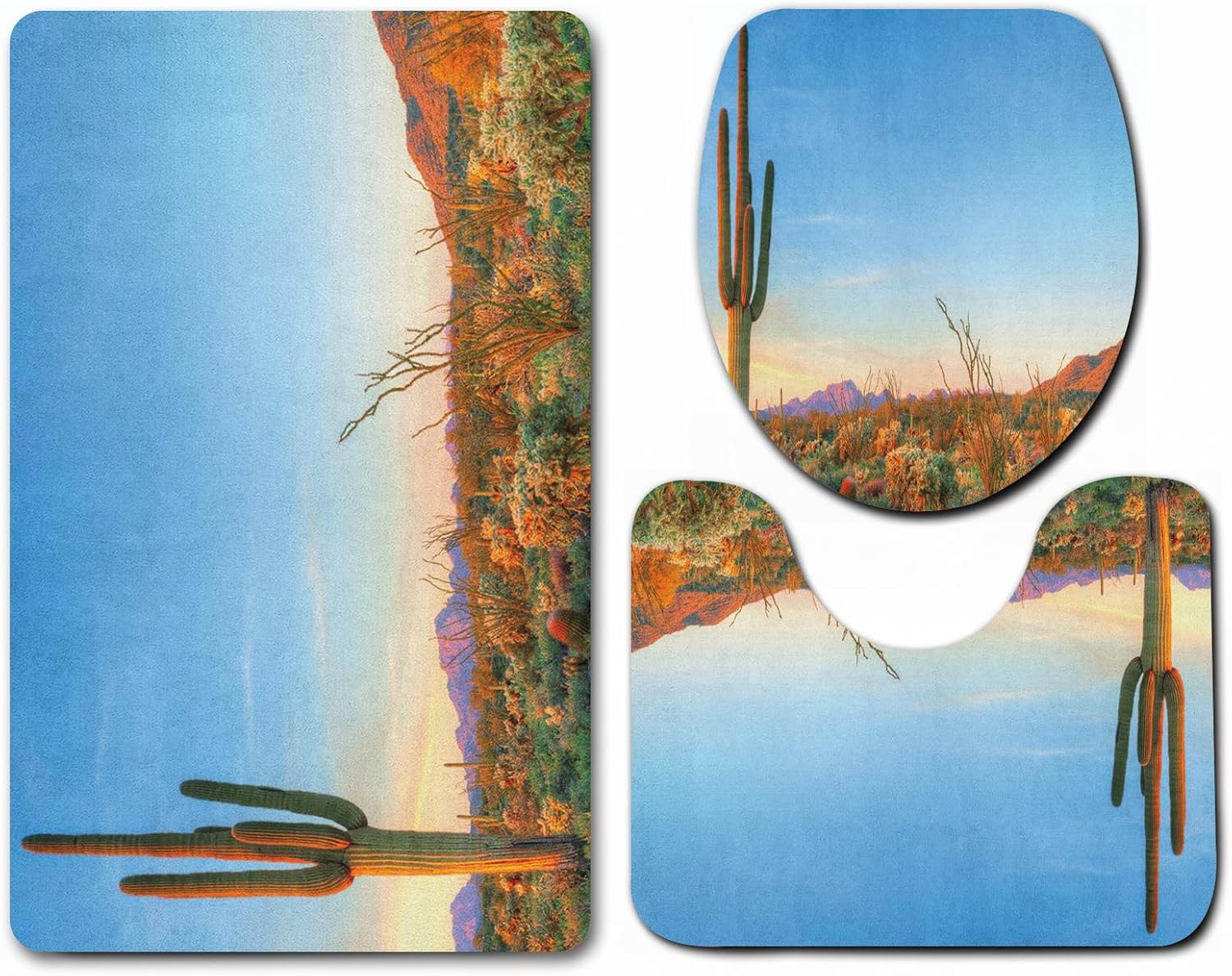 Soft Bath Mats & Bath Mat Set 3Piece Microfibre NonSlip Bathroom Rug