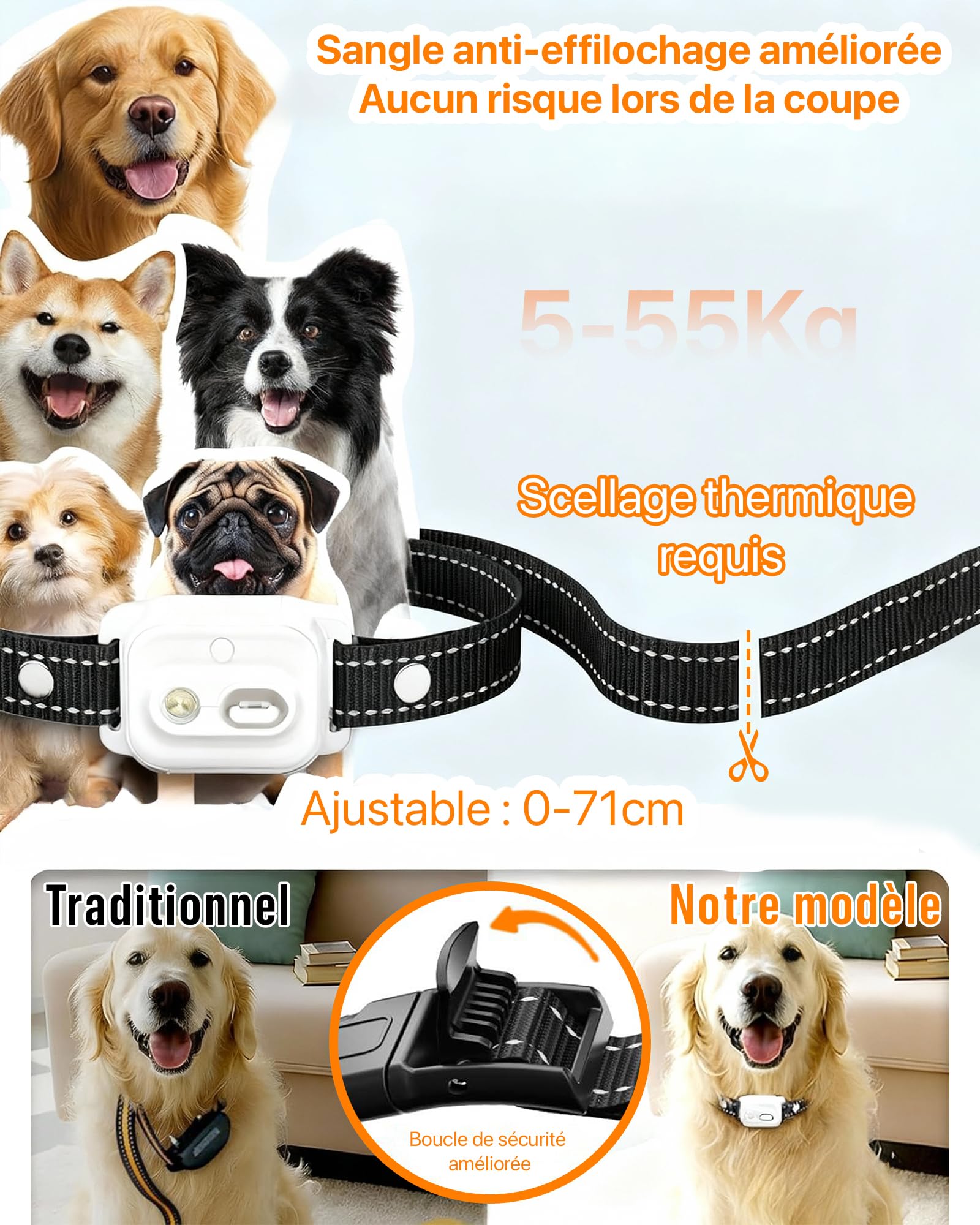 Collier De Dressage pour Chien,Collier Electrique pour Chien Portée de 3km,Mode Lumière Nocturne,1-50 Niveaux d’Entraînement, BIP Vibration Choc, Adapté à Tous Les Chiens,Étanche Rechargeable