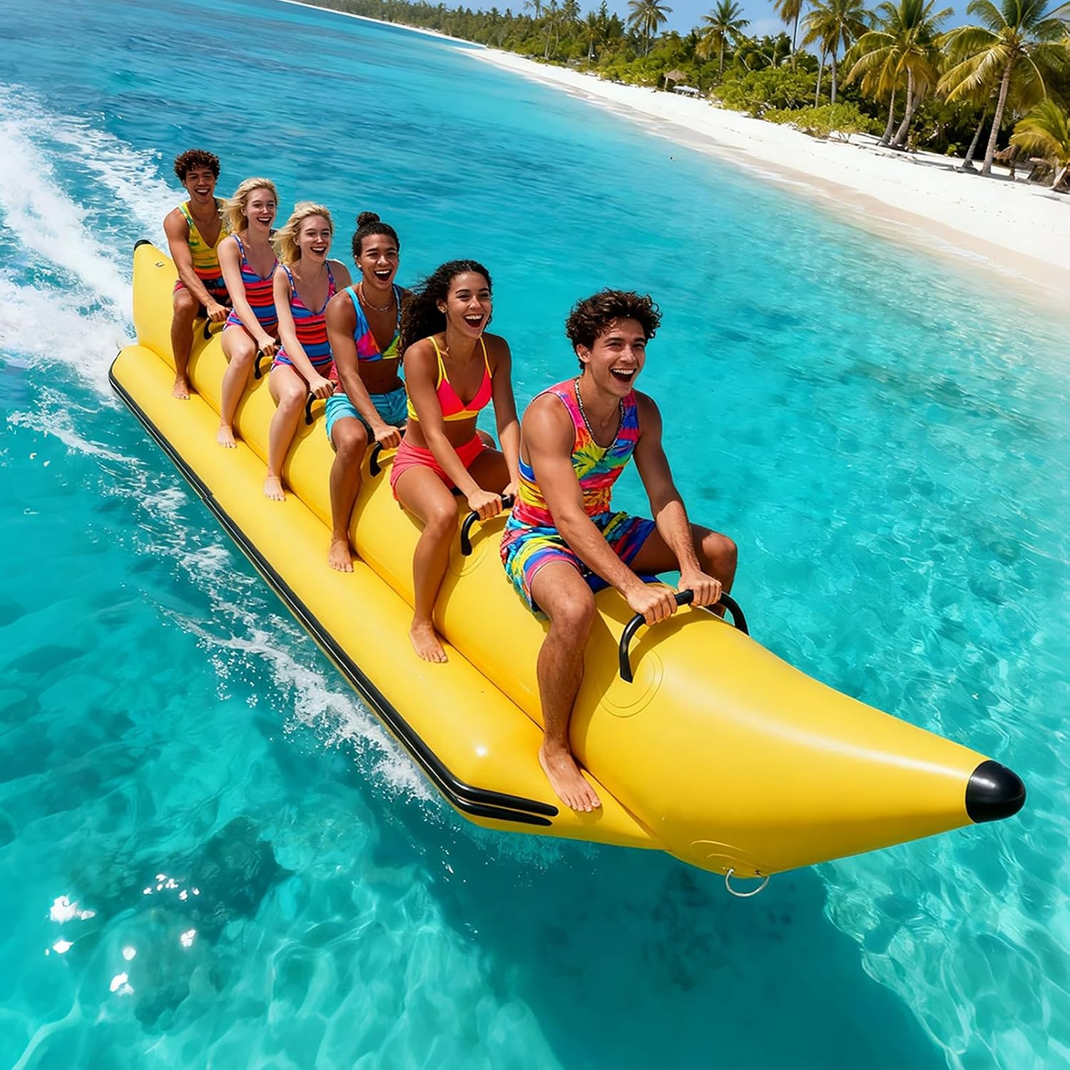 Inflatable Banana Boat, Suitable for Water Sports, Towable, with Electric Air Pump, Leisure Banana Boat Towed Inflatable Boat