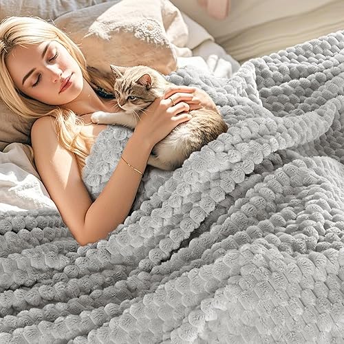 Miniatura 2 de PHF Manta de forro polar de franela ultra suave, tamaño Queen, manta ligera de forro polar jacquard 3D, no se desprende, no hace pelusas, lujosa