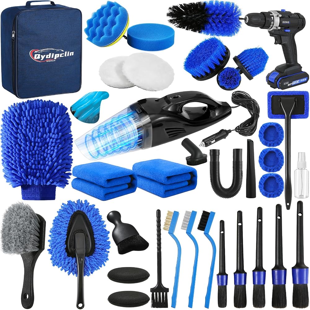 37Pcs Car Detailing Kit Detailing Brush Set Car Wash Cleaning Kit Blue — 사진 1