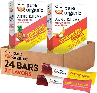 Pure Organic Layered Fruit Bars Gluten Free Vegan Fruit Snacks 2-Flavor Variety Pack