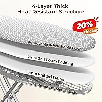 Vista 6 de Yaheetech Tabla de planchar plegable, tabla de hierro resistente con 9 alturas ajustables, cubierta de 4 capas y soporte de hierro de seguridad, 52
