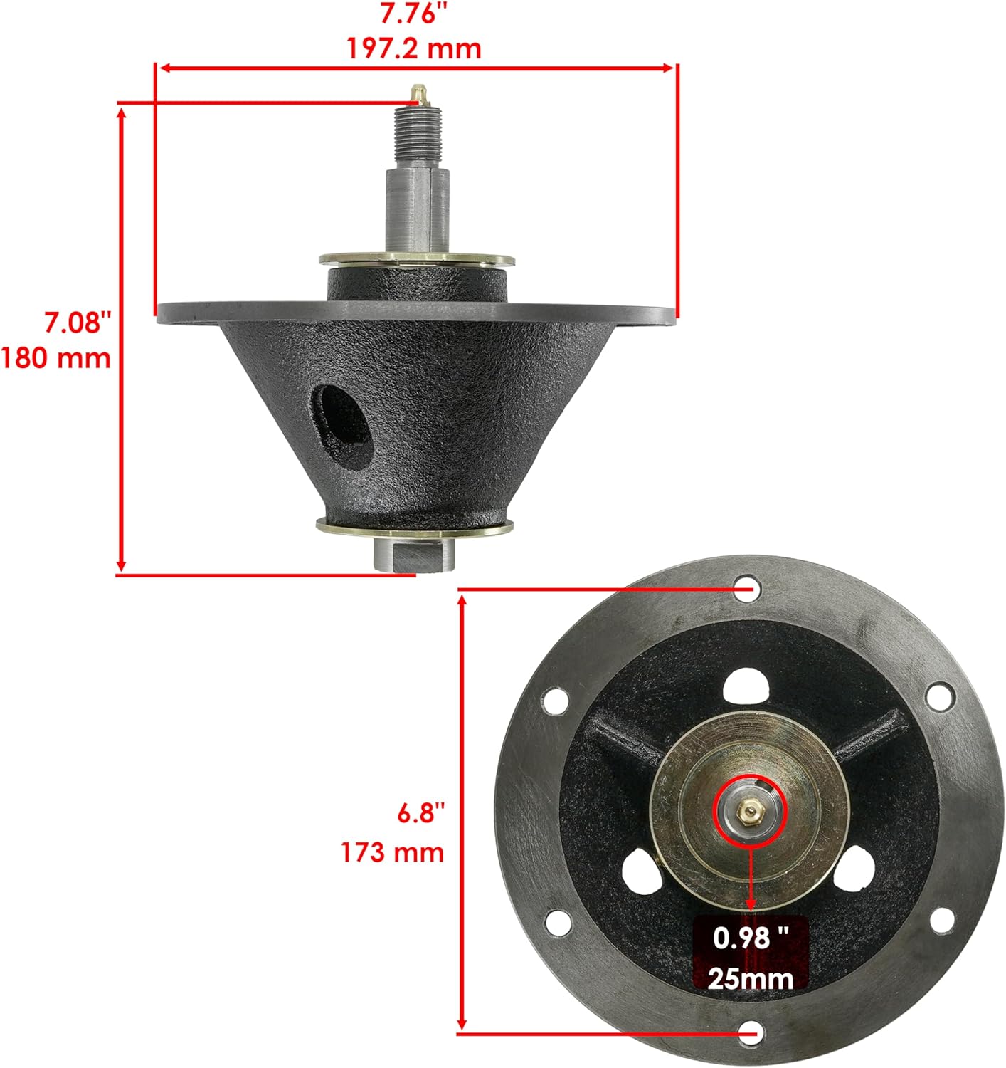 Caltric Cast Iron Blade Deck Spindle Compatible with Simplicity 5900531 3900 61" Deck