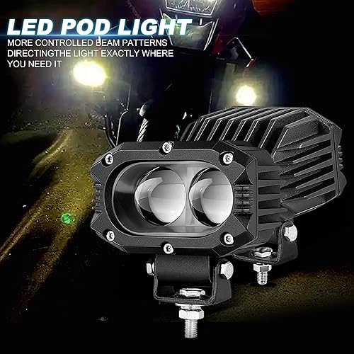 Miniatura 5 de Nicoko Barra de luces LED blanca y amarilla, luces antiniebla de 4 pulgadas, 60 W, luces de trabajo para motor, SUV, ATV, camión, barco, tractor,