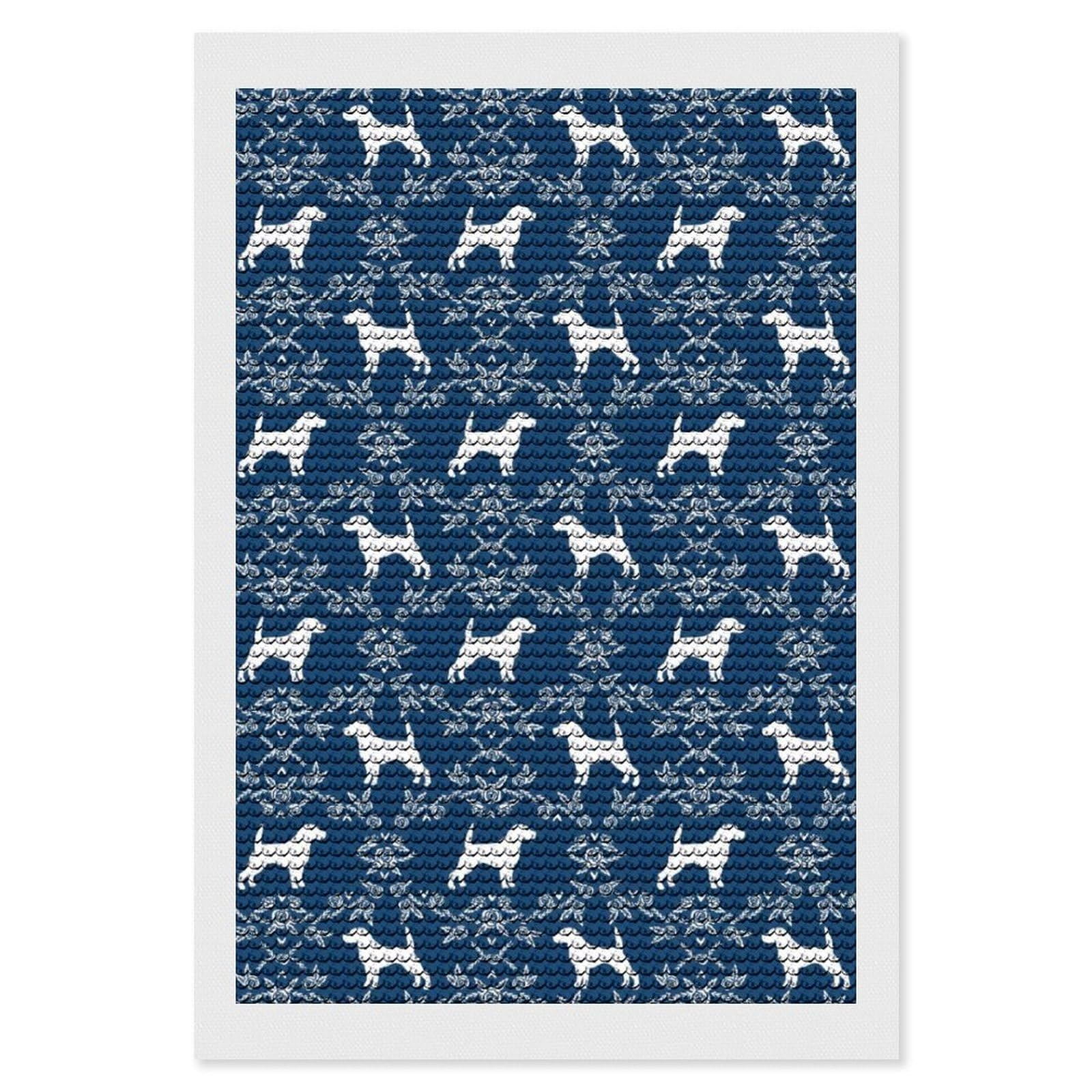 Nclqvjxzkhw Style Beagle Silhouette Florals Dog Breed Pattern Diamond Art Painting For Adult Round Diamonds Pictures Arts Crafts Home Wall Decor 8"X12"